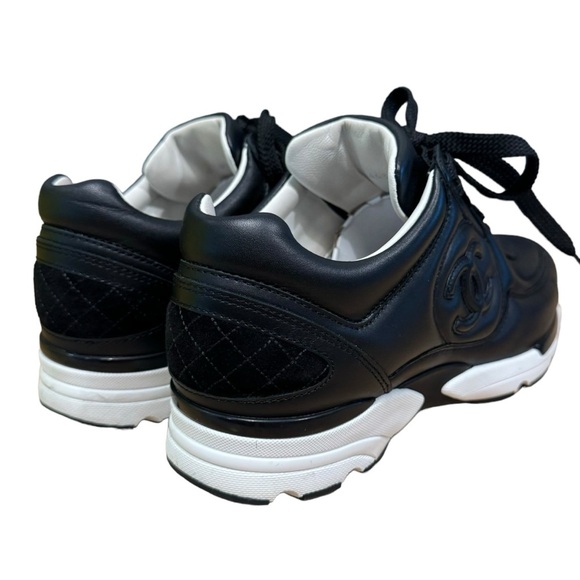 SOLD‼️Chanel Sneakers Black and White Leather 100% Authentic - Picture 8 of 16